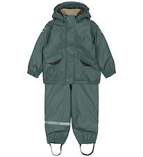 Mikk-Line Rainwear w. Suspenders - PU - Conditioner Green