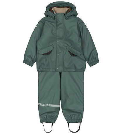 Mikk-Line Rainwear w. Suspenders - PU - Conditioner Green