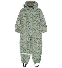 Mikk-Line Rainsuit w. Fleece - PU - AOP - Iceberg Green