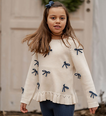 Hanevild Blouse - Knitted - Ivory/Bows