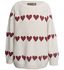 Blouse Hanevild - Tricoté - Ivory/Rouge Heart Blouse Hanevild - Tricoté - Ivory/Rouge Heart