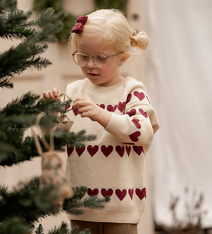 Hanevild Blouse - Knitted - Ivory/Red Heart