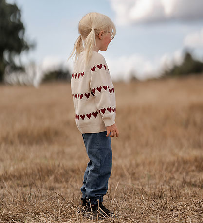 Hanevild Blouse - Knitted - Ivory/Red Heart