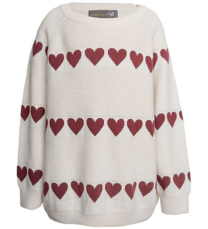 Hanevild Blouse - Knitted - Ivory/Red Heart