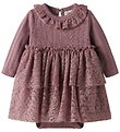 Lil' Atelier Bodysuit w. Skirt l/s - NbfRobelle - Nostalgia Rose