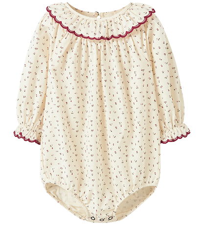 Lil' Atelier Bodysuit l/s - NbfRasia - Turtledove/Red Dahlia