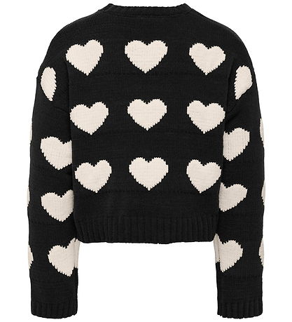 Kids Only Bluse - Strick - KogSus - Black/Heart/Reiher