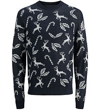 Jack & Jones Blouse - Knitted - JjXmas Andrew - Sky Captain Jack & Jones Blouse - Knitted - JjXmas Andrew - Sky Captain