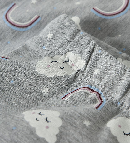 Name It Leggings - NmfDavina - AOP - Grey Melange/Rainbow Clouds