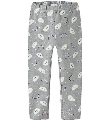Name It Leggings - NmfDavina - AOP - Grey Melange/Rainbow Clouds