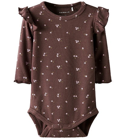 Name It Bodysuit l/s - Rib - NbfSoho - Peppercorn