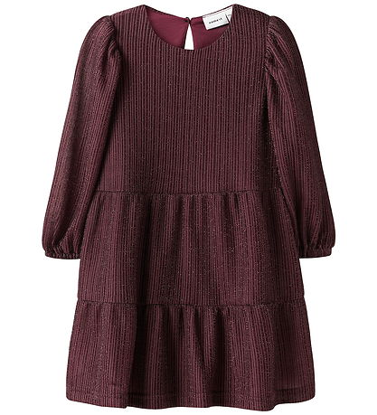 Name It Kleid - NmfRisilk - Burgundy m. Glitzer