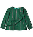 Fliink Blouse - Bowie - Hunter Green Bow AOP