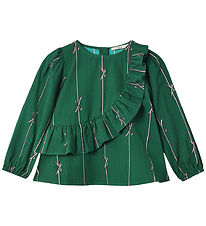 Fliink Blouse - Bowie - Hunter Green Bow AOP