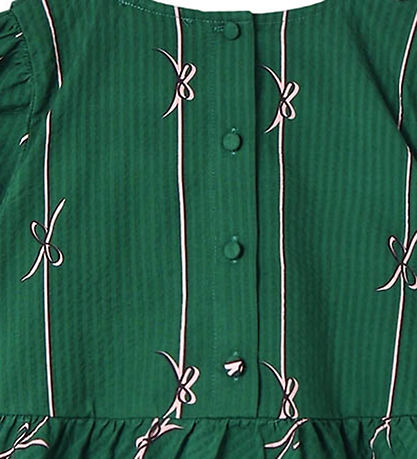Fliink Blouse - Bowie - Hunter Green Bow AOP