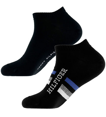 Tommy Hilfiger Ankle Socks - 2-Pack - Black w. Blue
