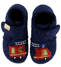 Living Kitzbühel Slippers - Wool - Fredi Feuerwehr - Nachtblau