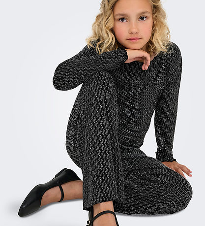 Kids Only Bluse - KogQueen - Black/Lurex Silber/Harlekin