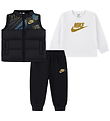 Nike Set - Gewatteerd Vest/Blouse/Joggingbroek - Black/White
