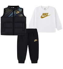 Nike Set - Puffer Vest/Blouse/Sweatpants - Black/White