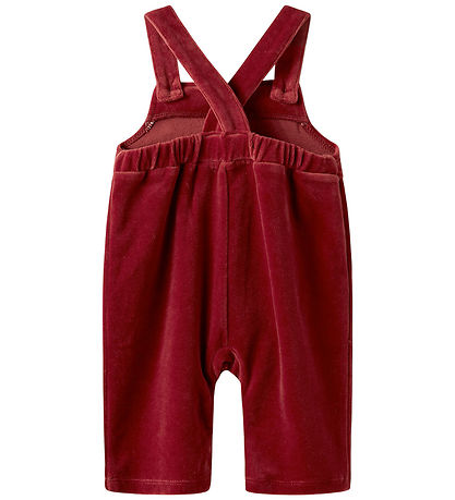 Lil Atelier Tuinbroek - Fluweel - NbfSaga - Loose - Rood Dahlia