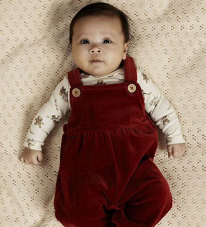 Lil Atelier Tuinbroek - Fluweel - NbfSaga - Loose - Rood Dahlia