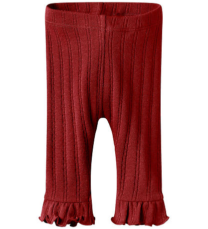 Lil Atelier Leggings - Slijm Rib - NbfFrita - Rood Dahlia