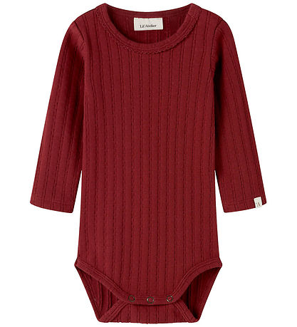 Lil Atelier Romper l/s - Slim Rib - NbfRita - Rood Dahlia
