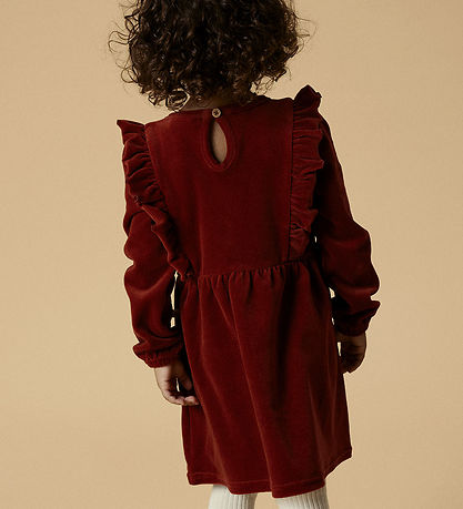 Lil' Atelier Kleid - Velours - NmfSaga - Rot Dahlia