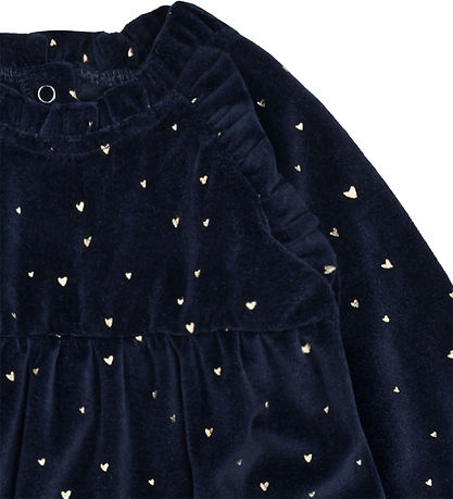 Hust and Claire Dress - Velvet - HCKis - More Navy w. Gold Heart