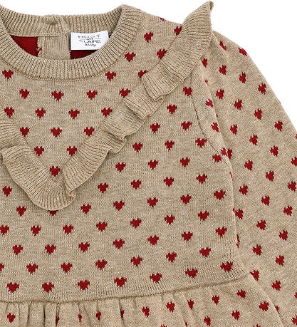 Hust and Claire Dress - Knitted - HCKarina - Hearts - Biscuit Hust and Claire Dress - Knitted - HCKarina - Hearts - Biscuit