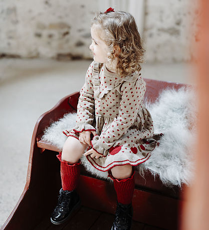 Hust and Claire Dress - Knitted - HCKarina - Hearts - Biscuit Hust and Claire Dress - Knitted - HCKarina - Hearts - Biscuit