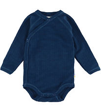 Joha Wrap Bodysuit l/s - Wool - Rib - Dark Turquoise Joha Wrap Bodysuit l/s - Wool - Rib - Dark Turquoise