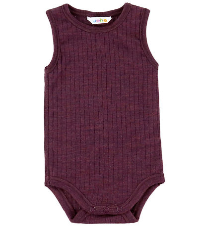 Joha Bodysuit Sleeveless - Wool - Rib - Plum