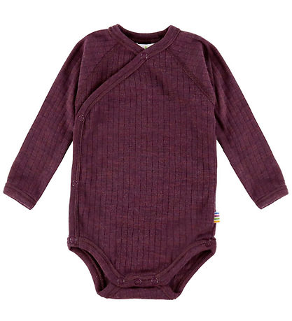 Joha Wrap Bodysuit l/s - Wool - Rib - Plum