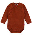Joha Wrap Bodysuit l/s - Wool - Rib - Rust