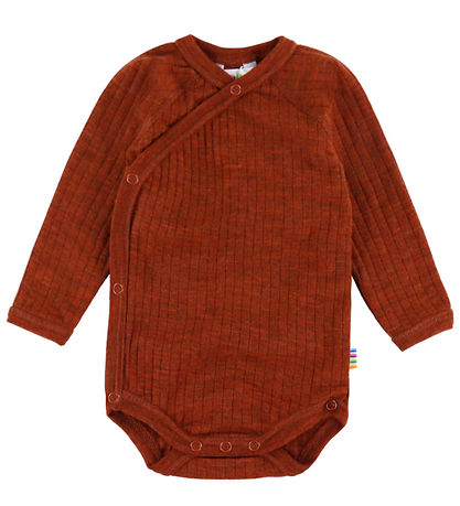 Joha Wrap Bodysuit l/s - Wool - Rib - Rust