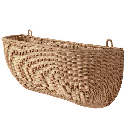 Ferm Living Veggvasi - Fléttaður rottingur - 75x25 cm - Natural Ferm Living Veggvasi - Fléttaður rottingur - 75x25 cm - Natural