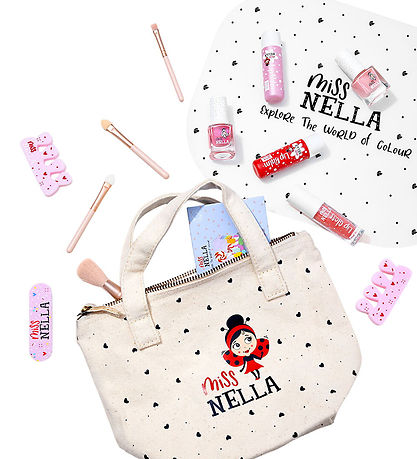 Miss Nella Makeup Bag w. Contents - Happy Birthday To Me Blue -