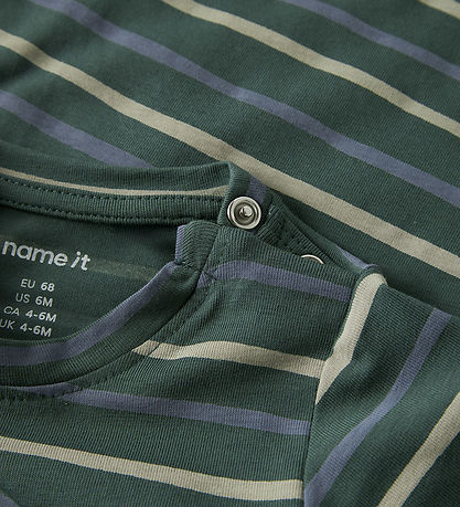 Name It Bodysuit l/s - NbmVroels - Bistro Green/Stripes
