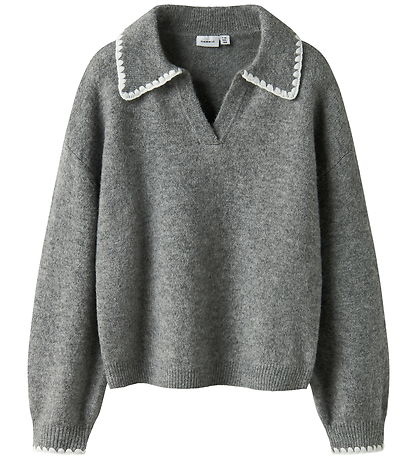 Name It Blouse - Polo Knitted - NkfRikasa - Grey Melange