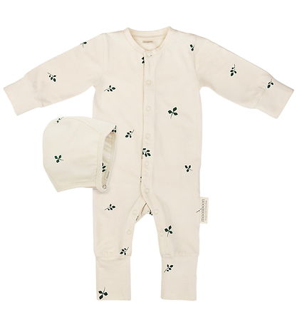 Moonboon Nightsuit w. Baby Hat - Gift Box - Leaf