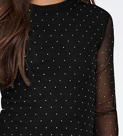 Kids Only Blouse - KogJada - Tulle - Black/Silver Rhinestones