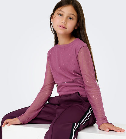 Kids Only Blouse - KogJada - Tulle - Rose Wine/Dtm Rhinestones