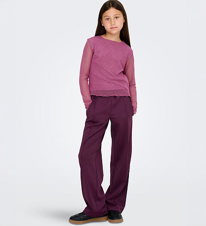 Kids Only Blouse - KogJada - Tulle - Rose Wine/Dtm Rhinestones