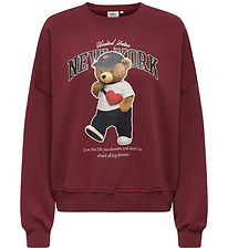 Kids Only Sweatshirt - KogLinda - Cabernet/New York Teddy Kids Only Sweatshirt - KogLinda - Cabernet/New York Teddy