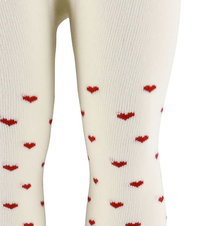 Lil' Atelier Tights - NbfReba - Turtledove/Red Hearts
