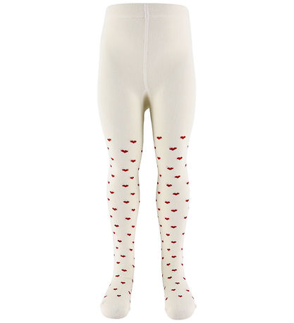 Lil' Atelier Tights - NbfReba - Turtledove/Red Hearts