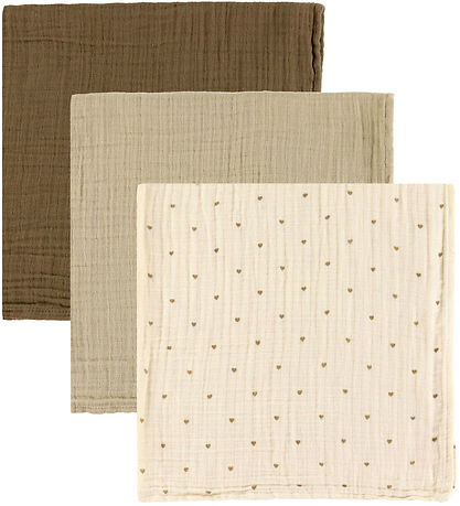 Lil' Atelier Muslin Cloths - 3-Pack - NbnIsley - Turtledove/Oxfo