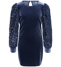 Kids Only Jurk - KogConfidence - Fluweel/Pailletten - Marine Aca Kids Only Jurk - KogConfidence - Fluweel/Pailletten - Marine Aca